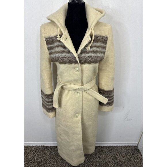Pierre Desmarais Jackets & Blazers - Vintage Pierre Desmarais Woman S Wool Coat Jacket Belted Hippie Parka Hooded